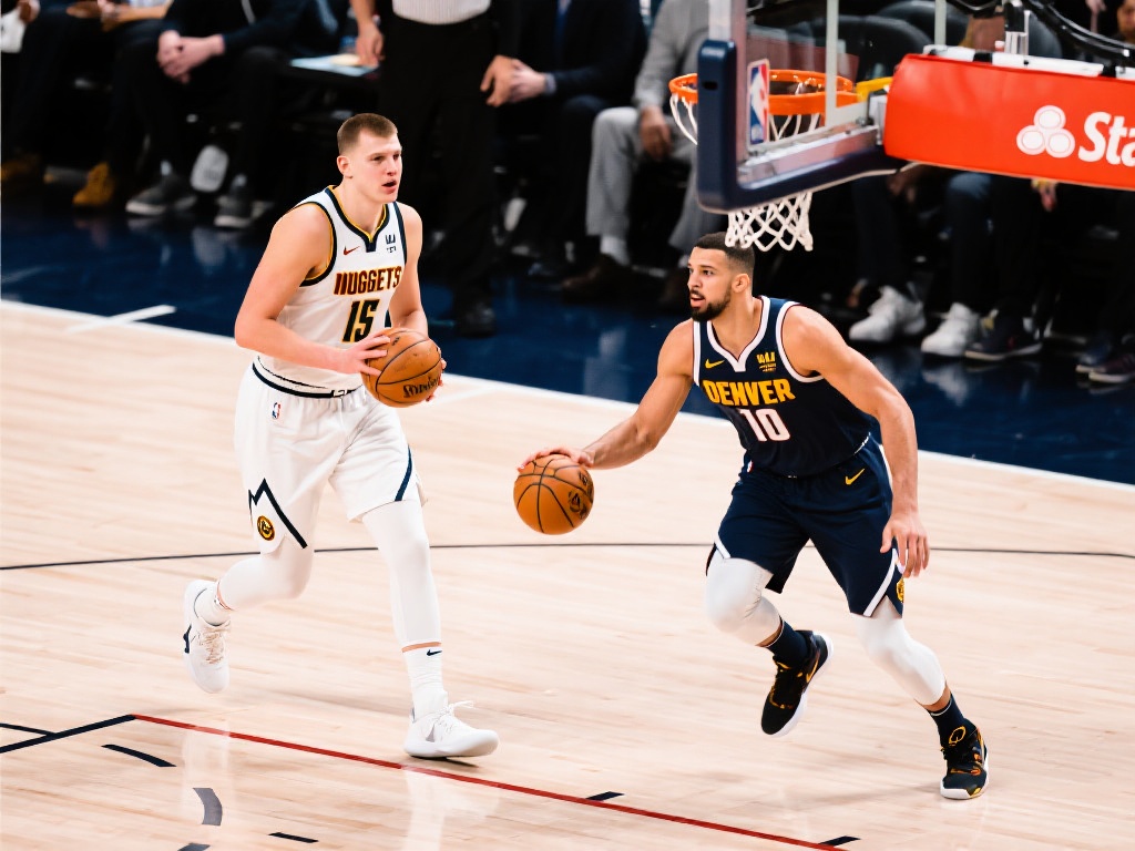 约基奇巧妙传球内线,戈登转身暴扣得分 以某场比赛为例,约基奇在高位持球时,迅速